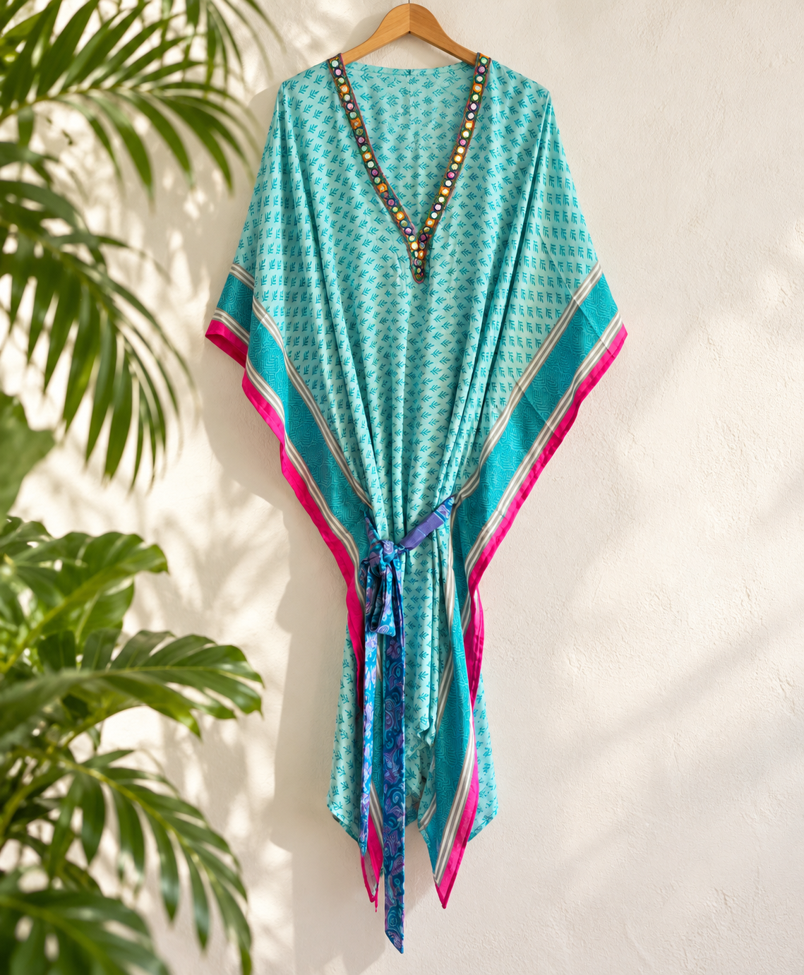 Blue & Pink Short Kaftan