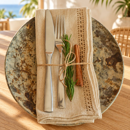Napkins — Earth Mix in a tropical coastal setting